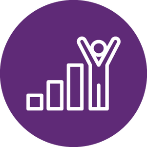 icon of a bar graph with a person as one of the bars